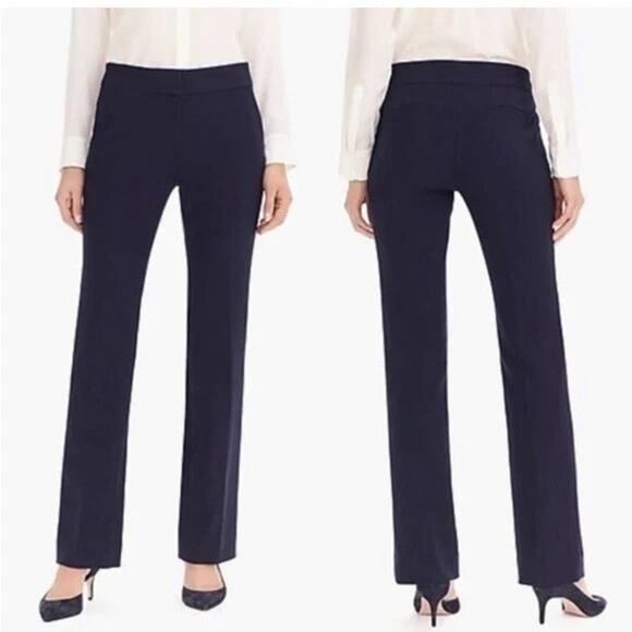 J. Crew Edie Pants Size 10 T High Rise Full-Length Trouser Navy Italian Stretch - Picture 1 of 8
